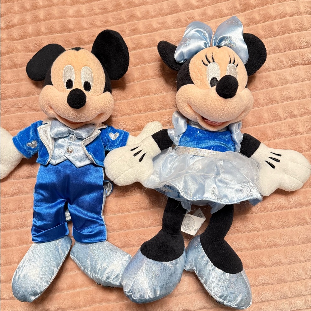 Disney Mickey and Minnie Plush Set - Blue and Black- 60th anniversary set